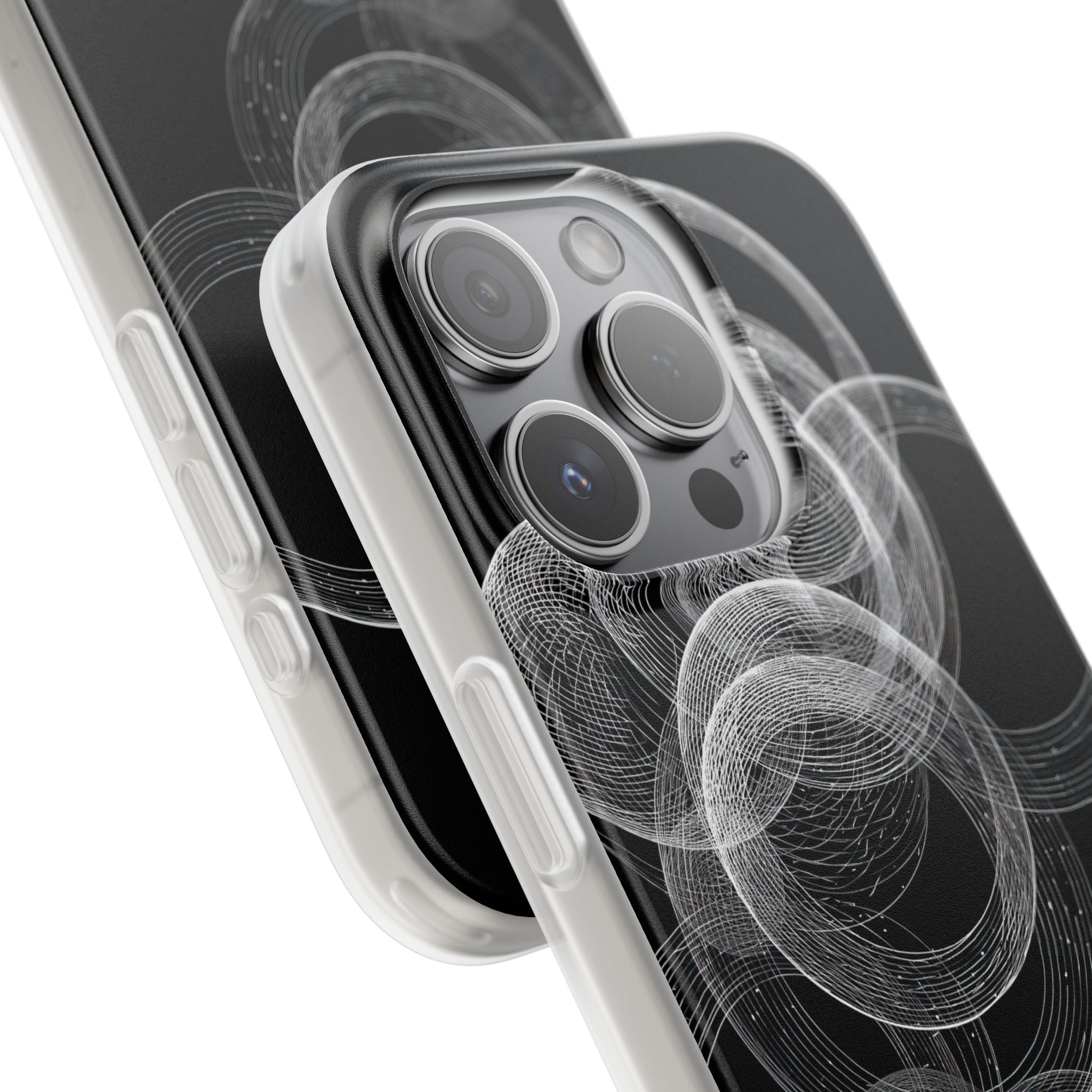 Black Lite Phone Case for iPhone - Kinetic Wireframe Orbit