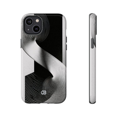 Grey Tough Phone Case for iPhone - Obsidian Moiré Wave