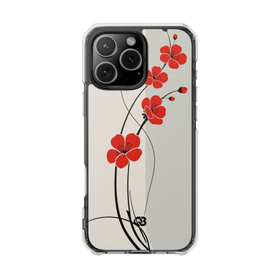 Beige Impact MagSafe Phone Case for iPhone - Scarlet Ink Petals