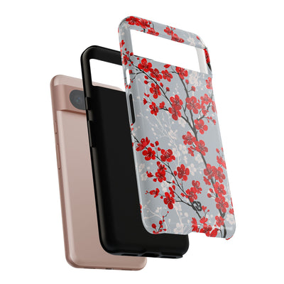 Grey Tough Phone Case for Google Pixel - Crimson Sakura Slate