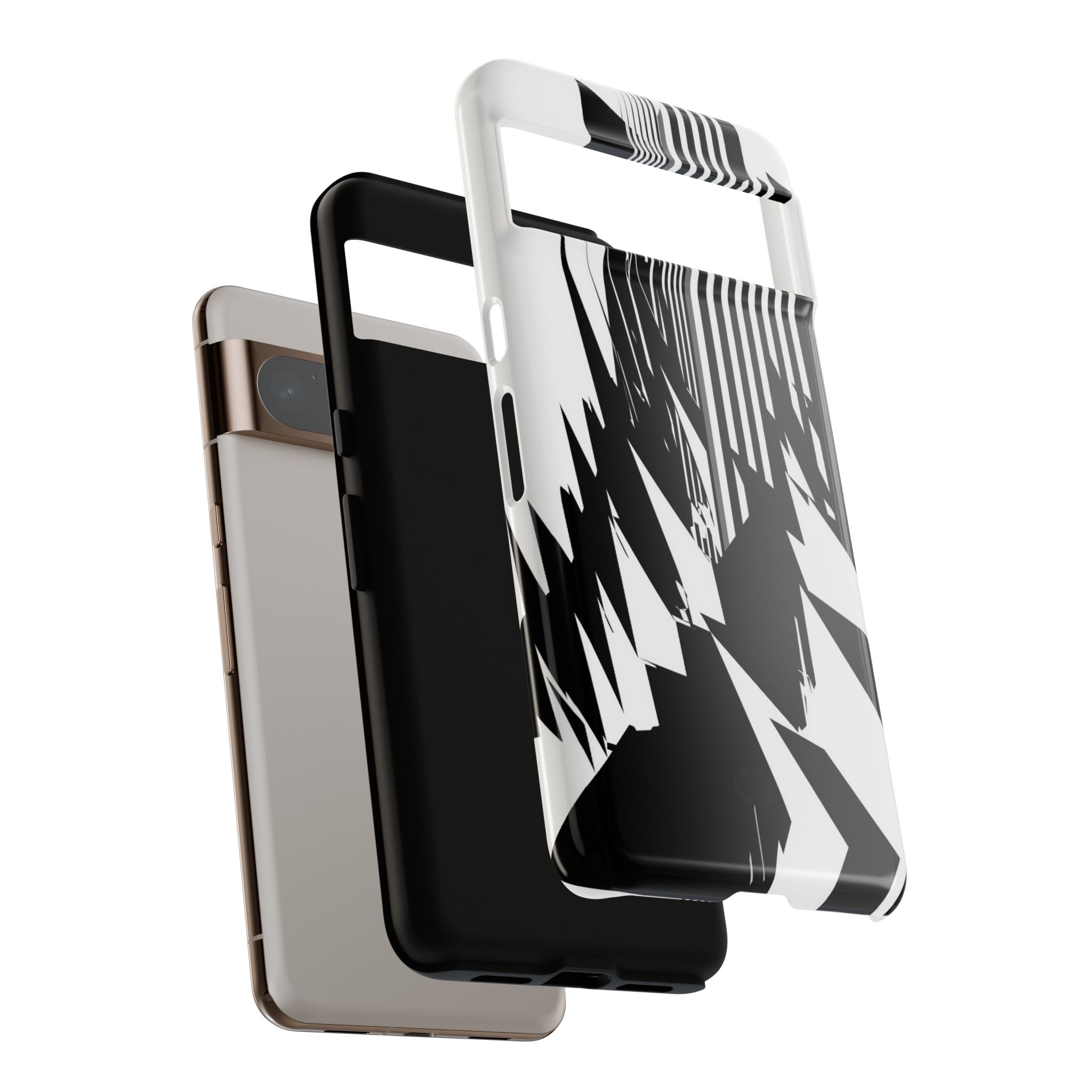 White Tough Phone Case for Google Pixel - Shattered Vector Spire