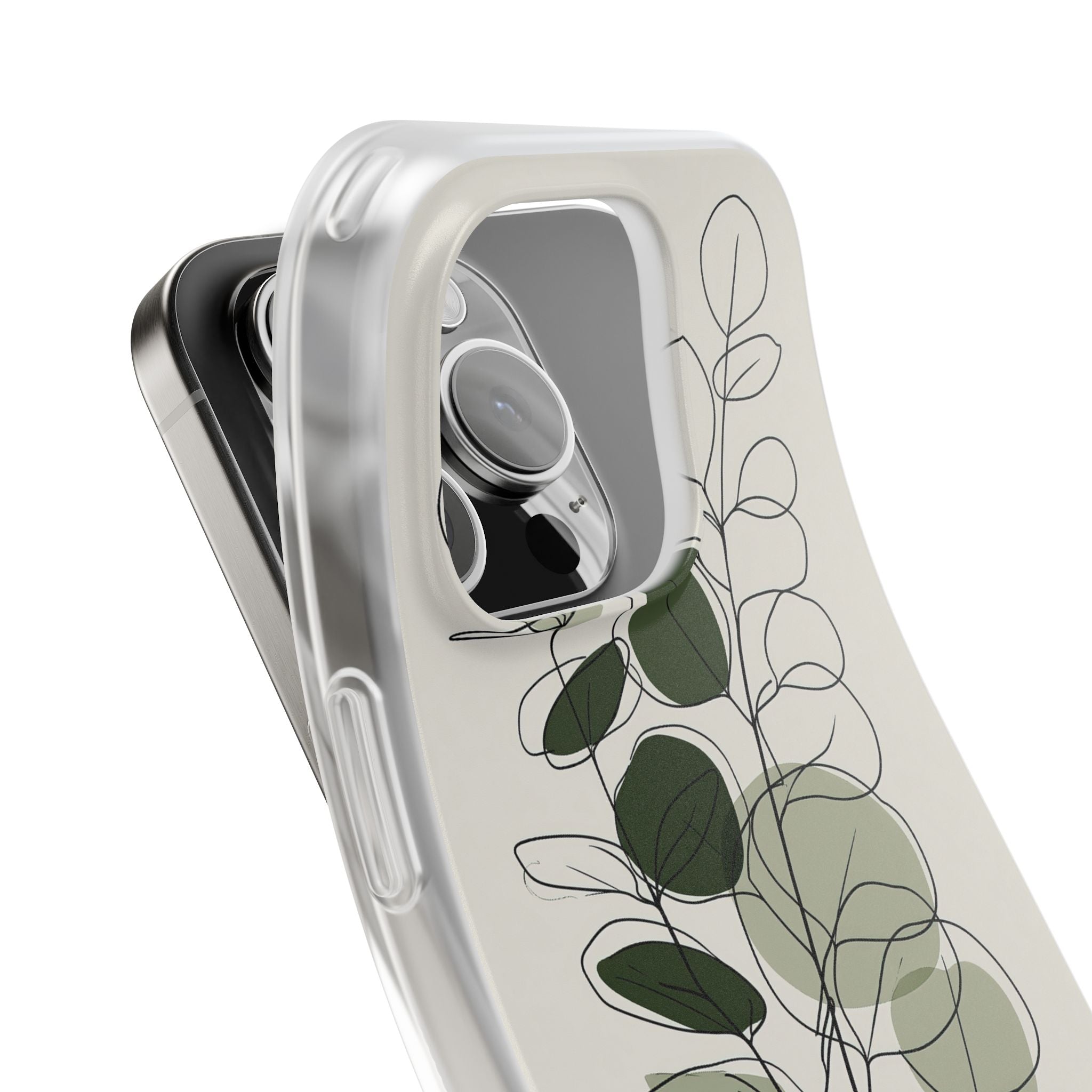 Green Lite Phone Case for iPhone - Muted Eucalyptus Sketch