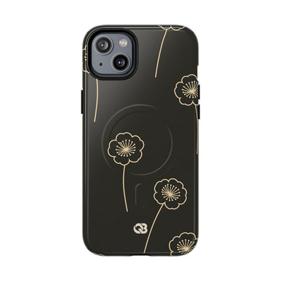 Black Tough 2.0 Magsafe Phone Case for iPhone - Obsidian Sand Petals