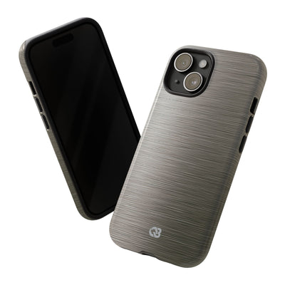 Grey Tough Phone Case for iPhone - Brushed Industrial Steel