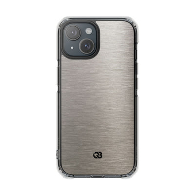 Grey Impact MagSafe Phone Case for iPhone - Brushed Nickel Linen