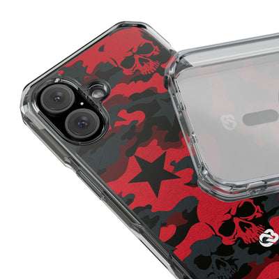 Crimson Skull Camo · Clear Impact Magnetic Phone Case for iPhone · Red