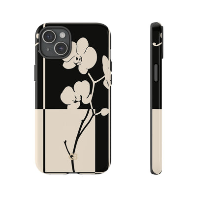 Beige Tough Phone Case for iPhone - Nocturnal Orchid Frame