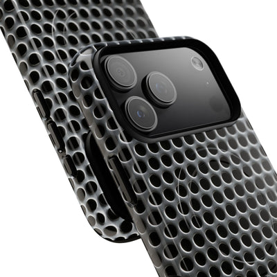 Silver Tough 2.0 Magsafe Phone Case for iPhone - Brutalist Steel Mesh