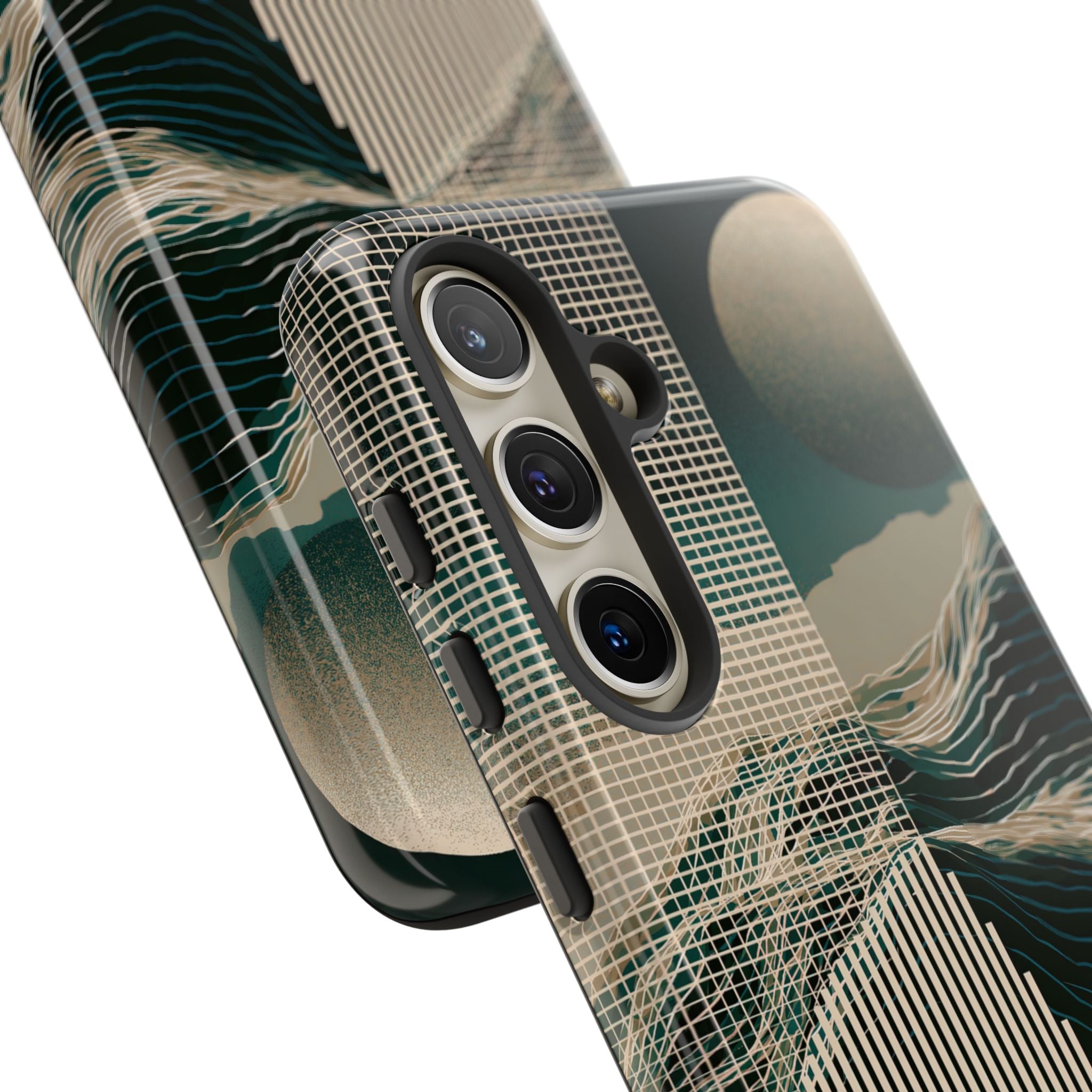 Green Tough Phone Case for Samsung - Lunar Moss Topography