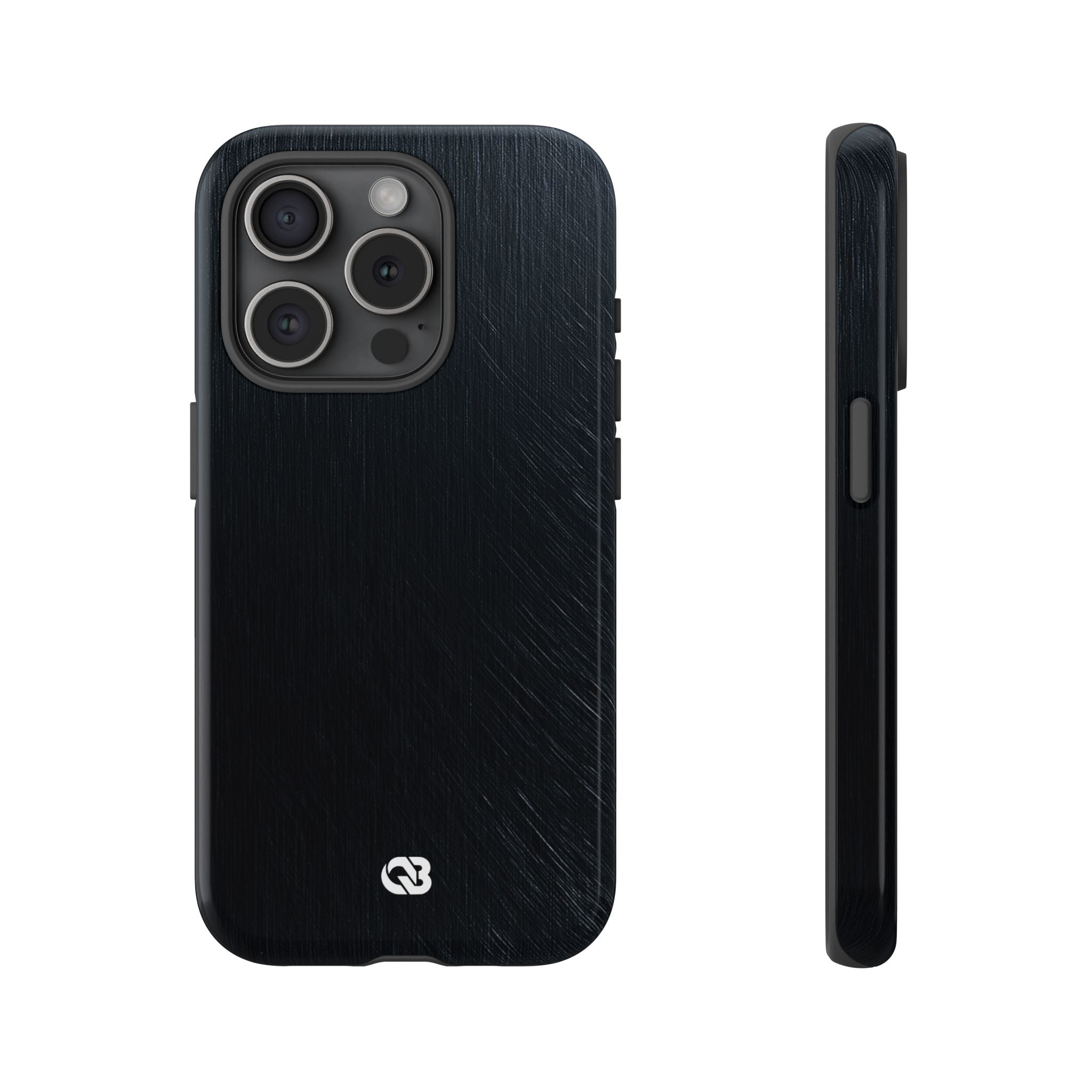 Black Tough Phone Case for iPhone - Midnight Brushed Grain