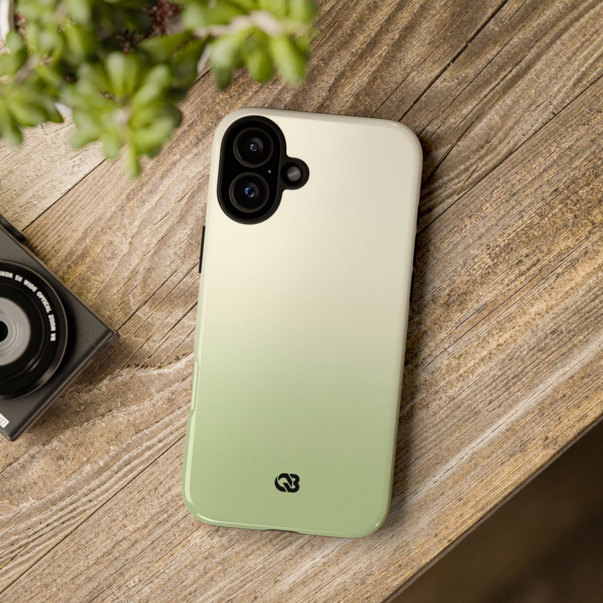 Green Tough Phone Case for iPhone - Bone Sage Fade