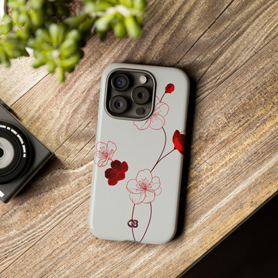 Red Tough Phone Case for iPhone - Kyoto Ember Bloom