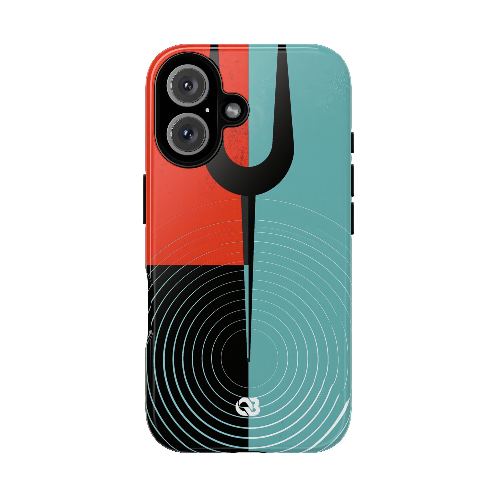 Teal Tough Phone Case for iPhone - Sonic Static Split