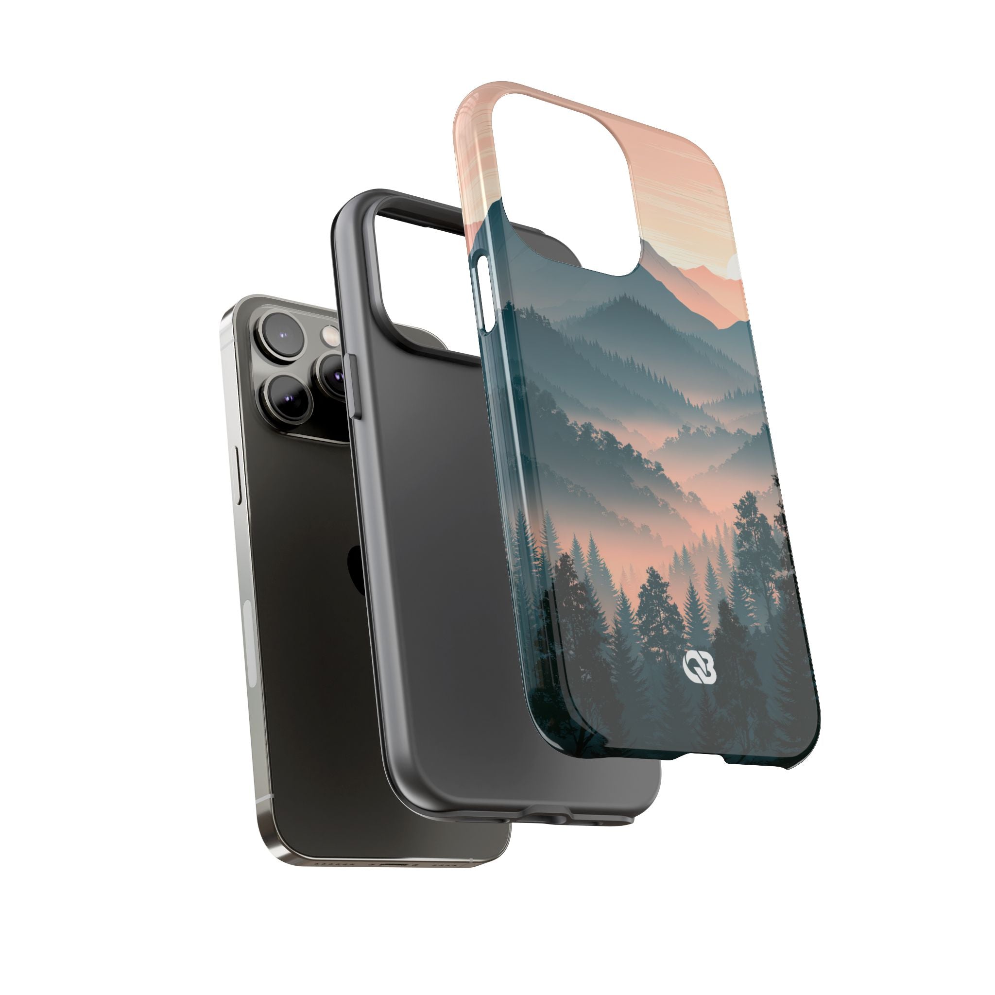 Teal Tough Phone Case for iPhone - Alpine Teal Horizon