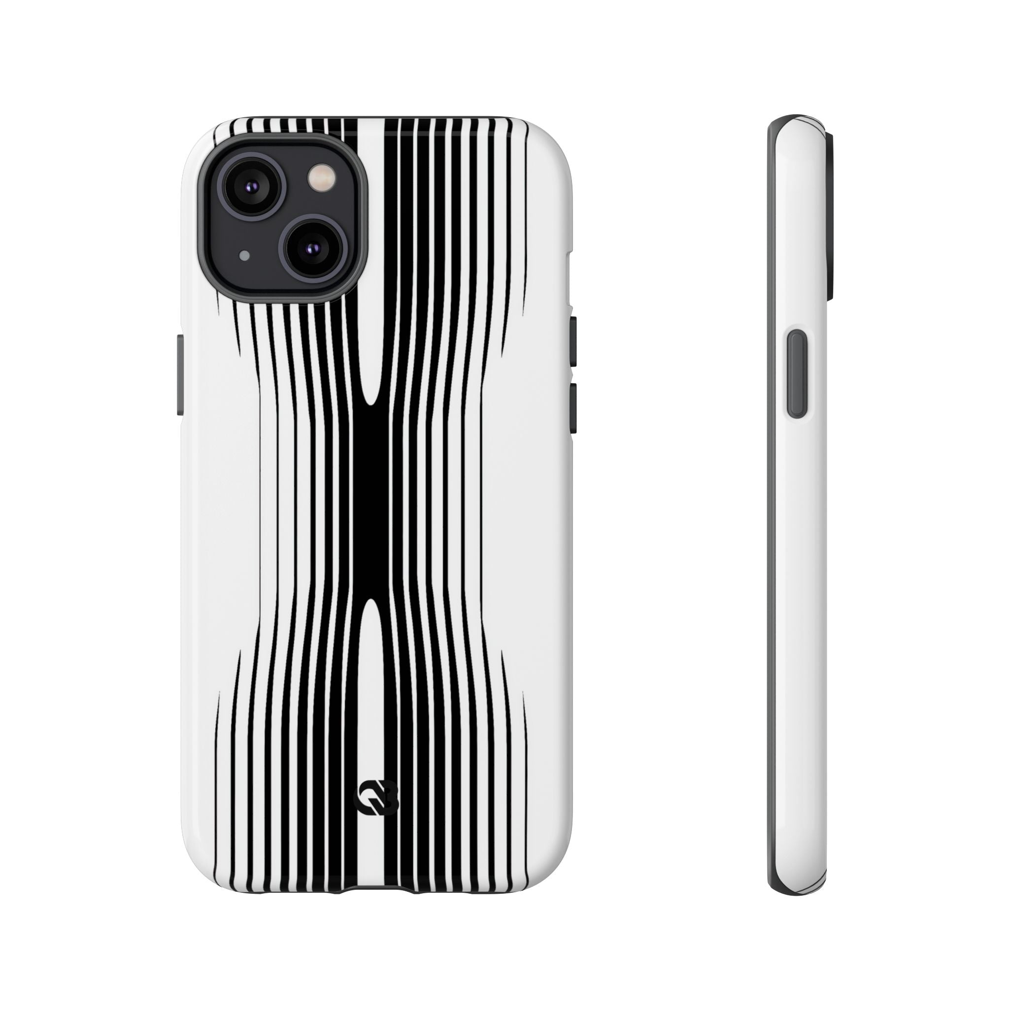 White Tough Phone Case for iPhone - Kinetic Mono Distortion