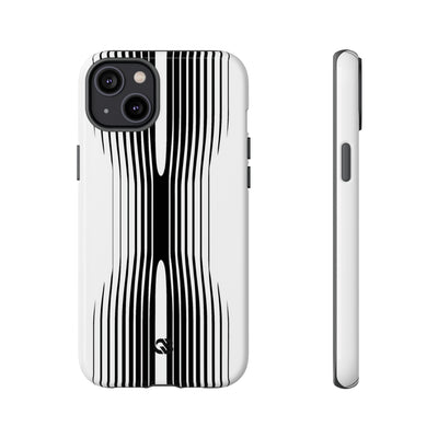 White Tough Phone Case for iPhone - Kinetic Mono Distortion