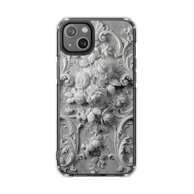 Rococo Marble Rose · Clear Impact Magnetic Phone Case for iPhone · White