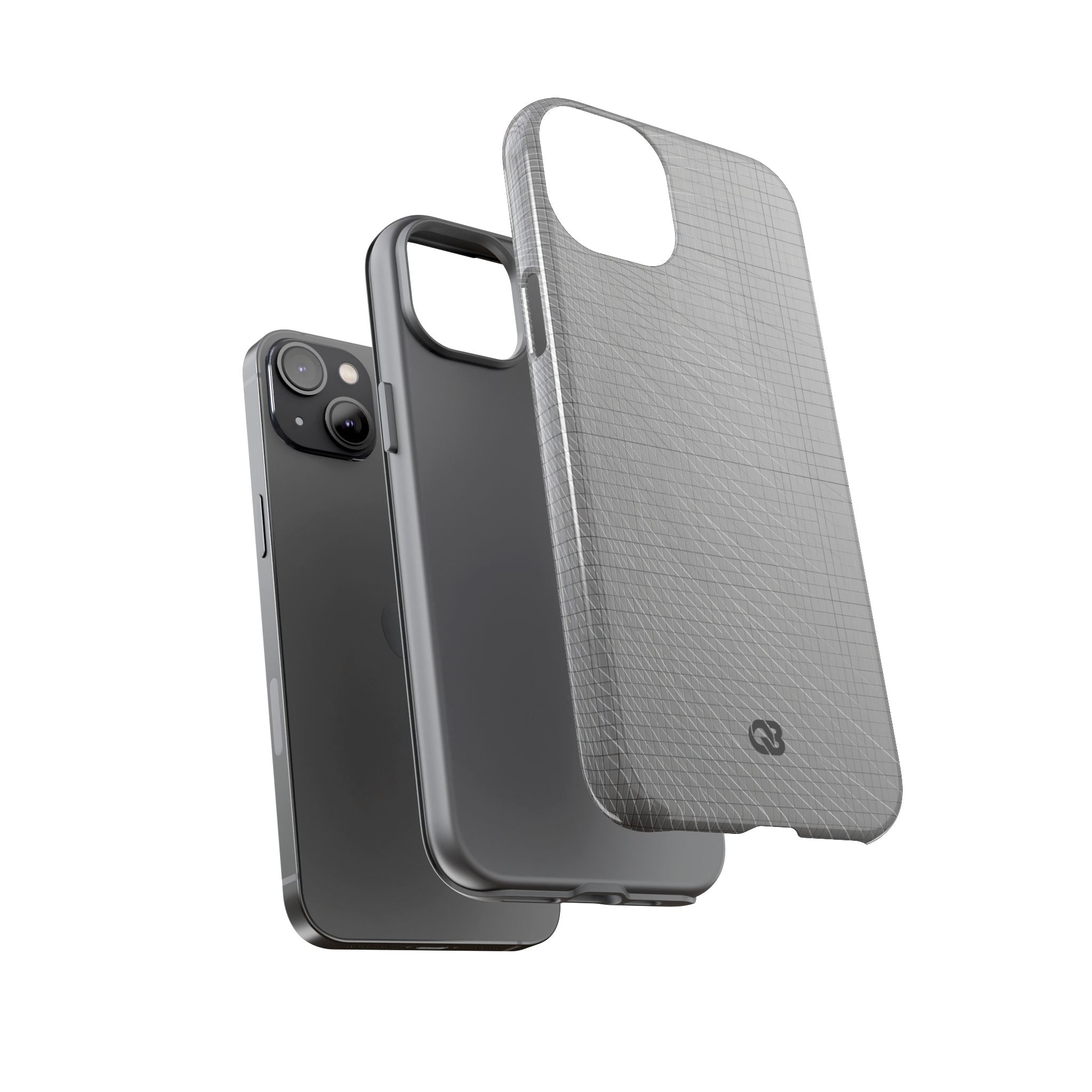 Grey Tough Phone Case for iPhone - Chrome Mesh Warp