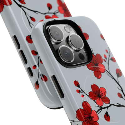 Grey Tough 2.0 Magsafe Phone Case for iPhone - Crimson Blossom Onyx