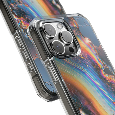 Prismatic Aura Flow · Clear Impact Magnetic Phone Case for iPhone · Blue