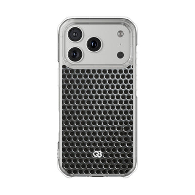 Brushed Perforated Steel · Clear Impact Magnetic Phone Case for iPhone ·  Silver