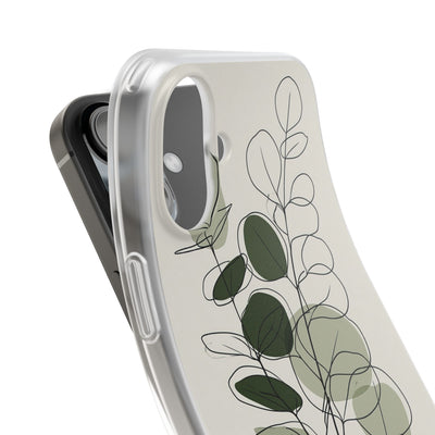 Green Lite Phone Case for iPhone - Muted Eucalyptus Sketch