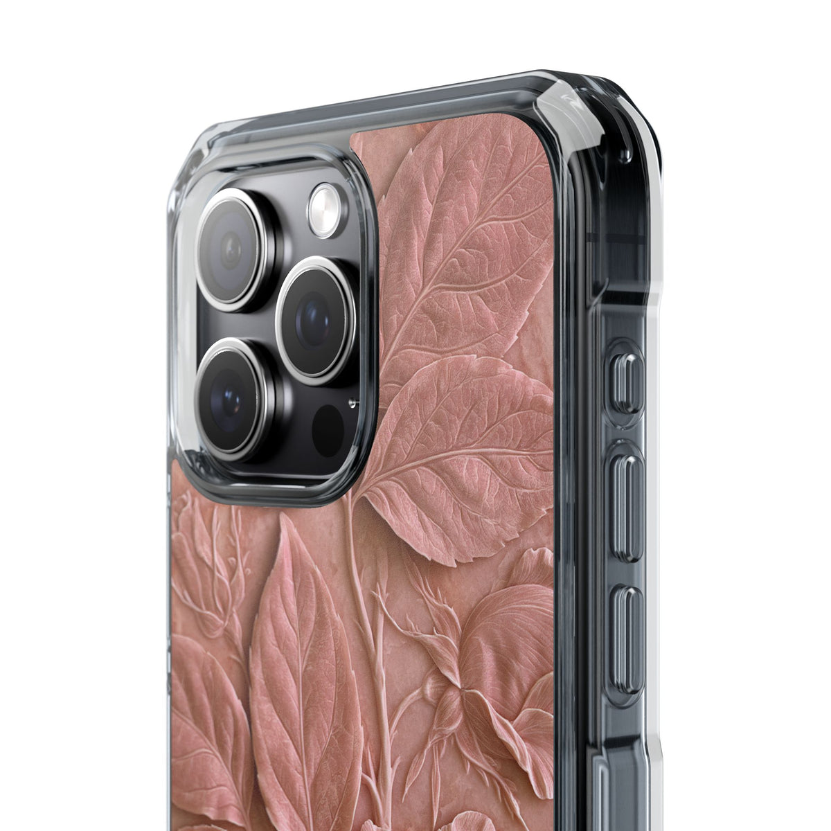 Blush Rose Relief · Clear Impact Magnetic Phone Case for iPhone · Pink