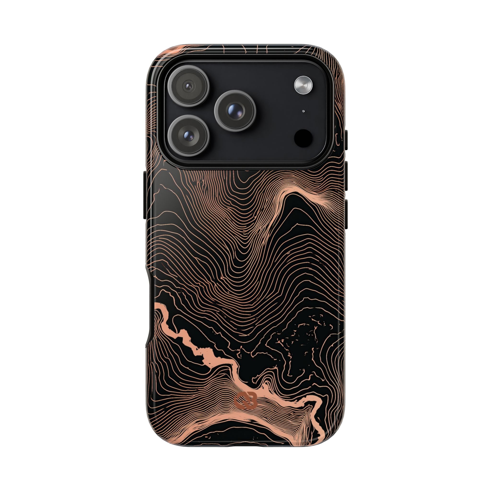 Orange Tough Phone Case for iPhone - Salmon Ridge Topo