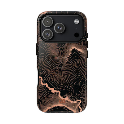 Orange Tough Phone Case for iPhone - Salmon Ridge Topo