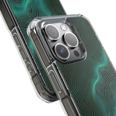 Teal Impact MagSafe Phone Case for iPhone - Neon Jade Contour