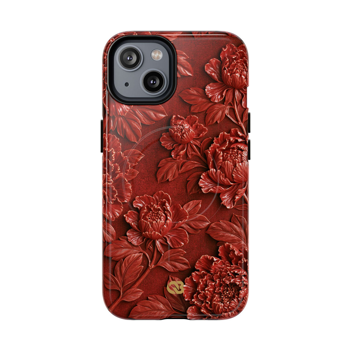 Cinnabar Peony Relief · Tough 2.0 Magnetic Phone Case for iPhone · Red