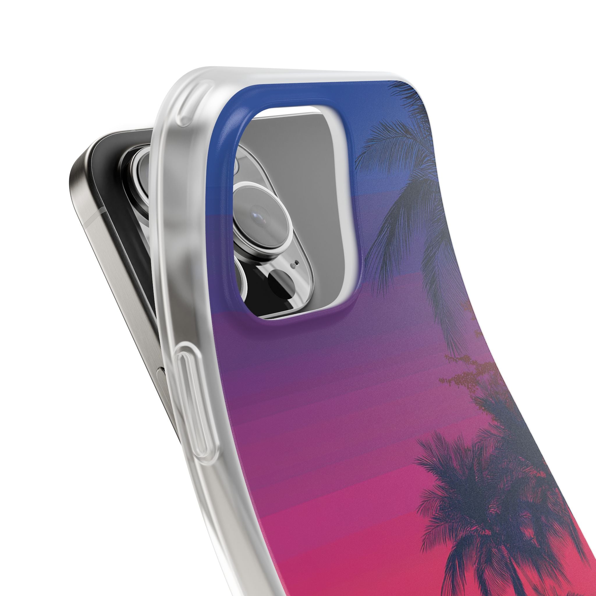 Neon Horizon Palms · Soft Capa para iPhone