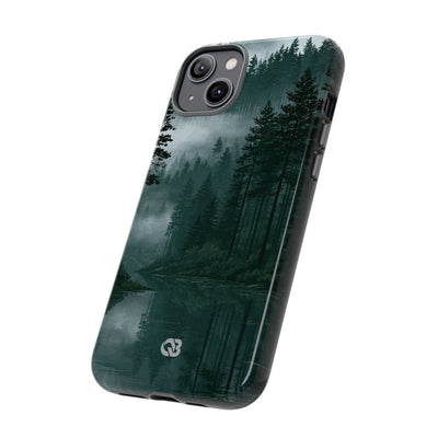 Green Tough Phone Case for iPhone - Misty Evergreen Mirror