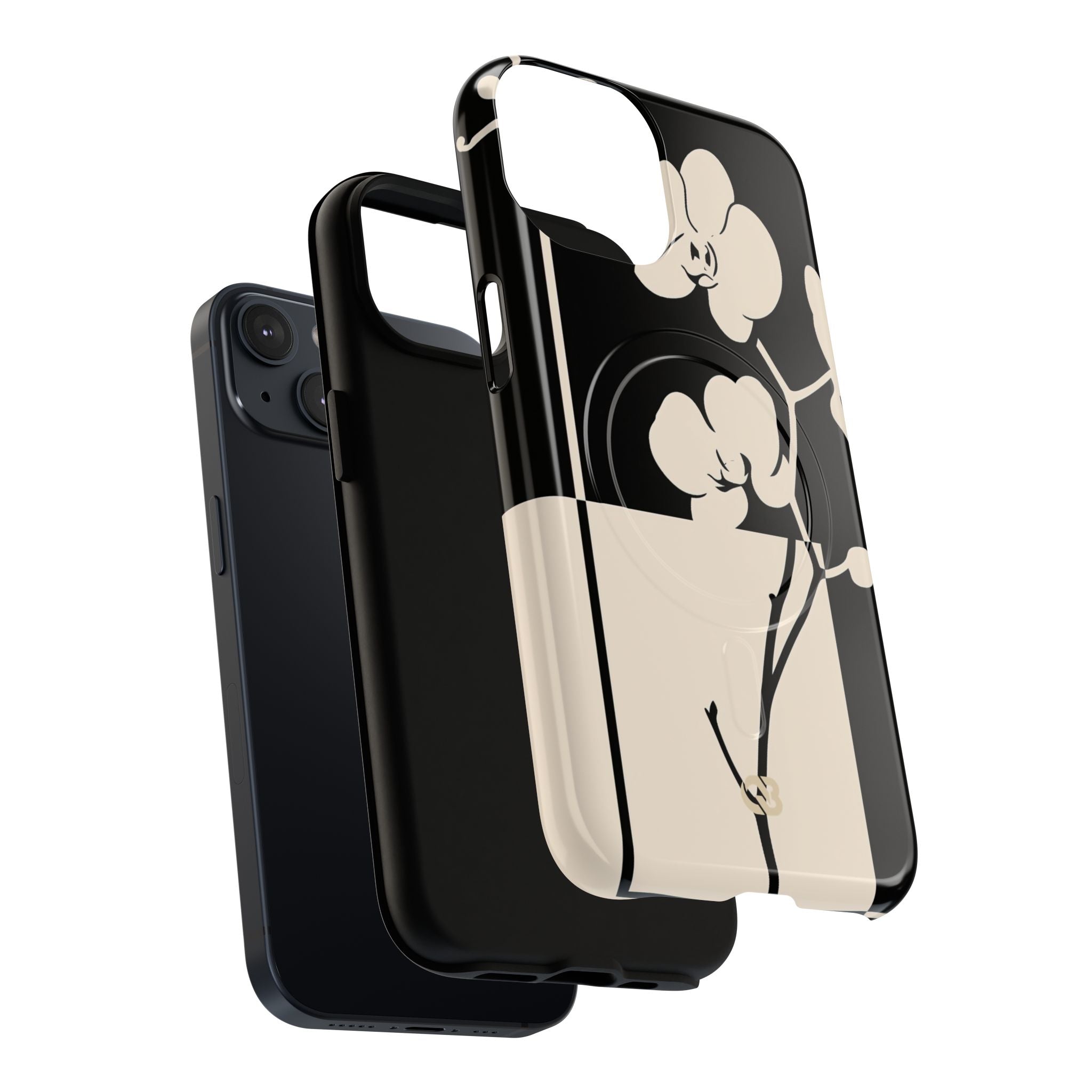 Beige Tough 2.0 Magsafe Phone Case for iPhone - Nocturnal Orchid Frame