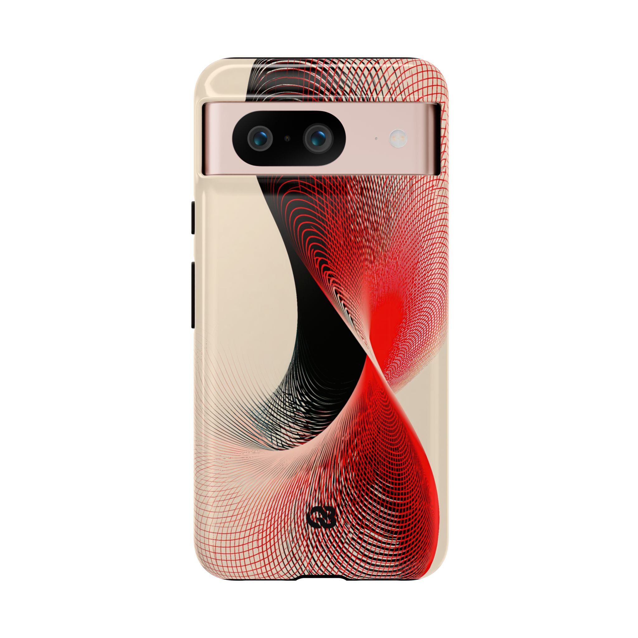 Red Tough Phone Case for Google Pixel - Crimson Grid Vortex