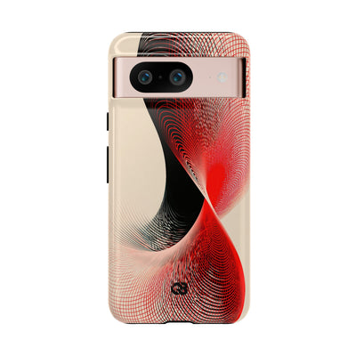 Red Tough Phone Case for Google Pixel - Crimson Grid Vortex