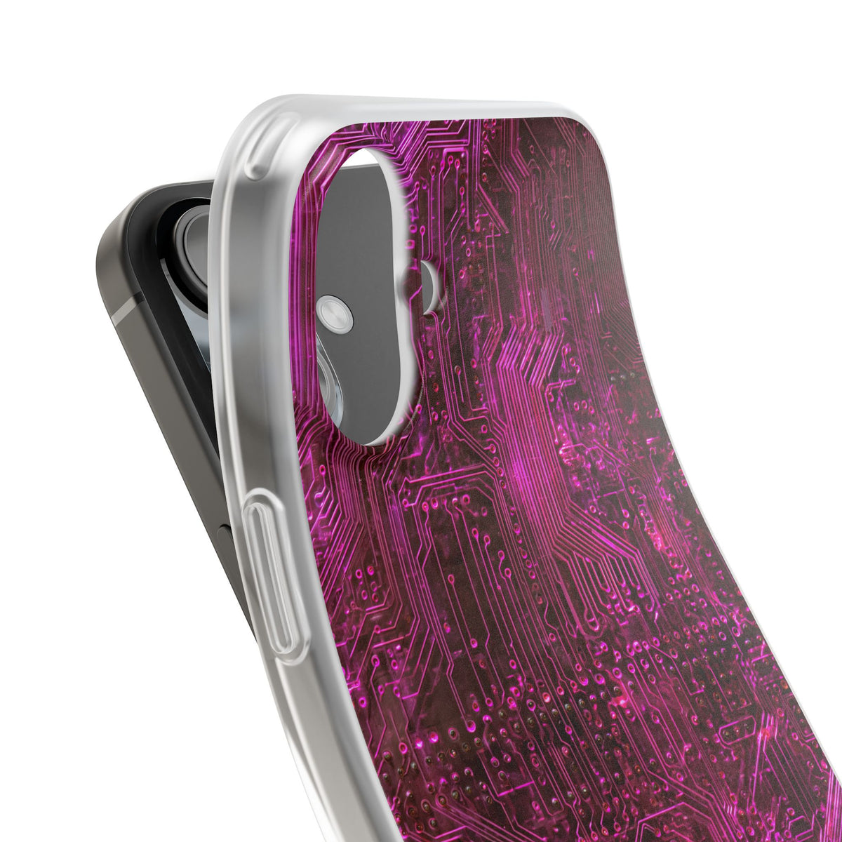 Magenta Circuit Trace · Lite Phone Case for iPhone ·  Pink