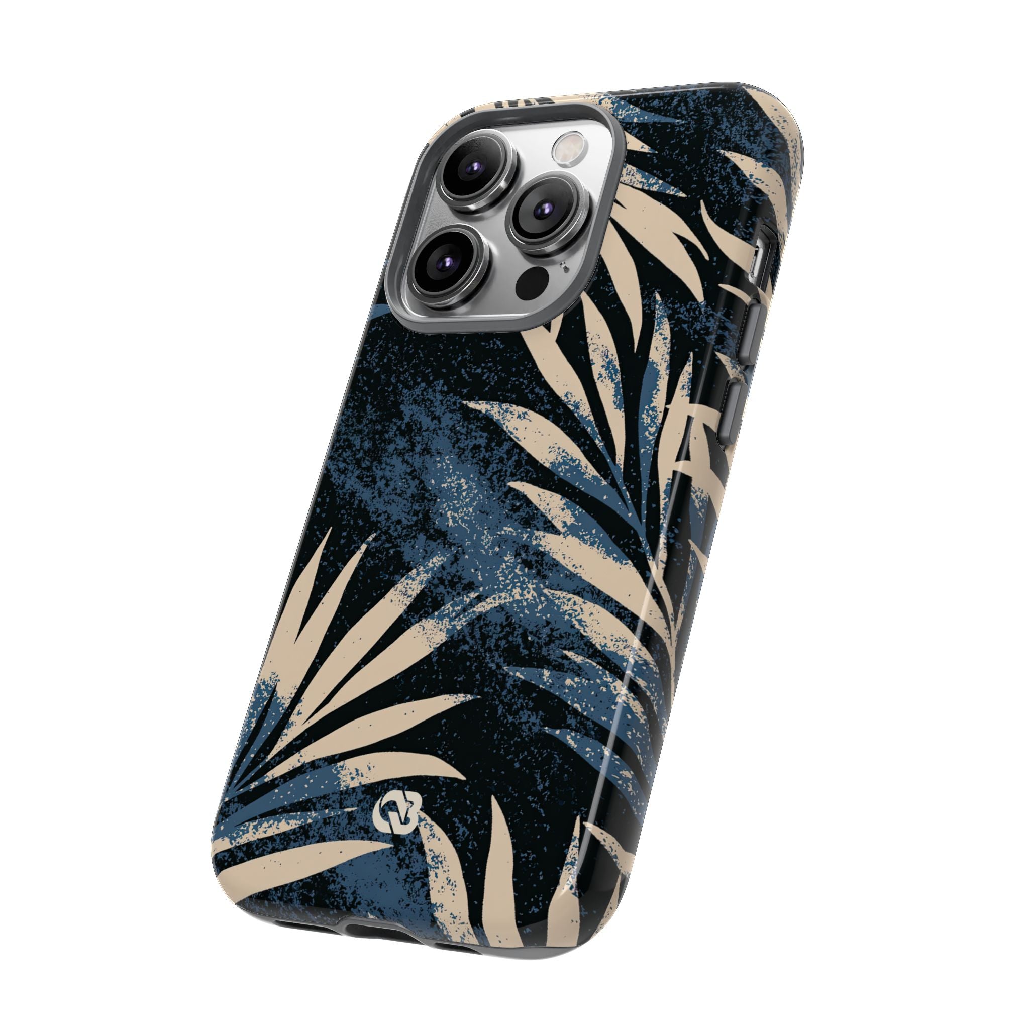 Blue Tough Phone Case for iPhone - Midnight Indigo Palm