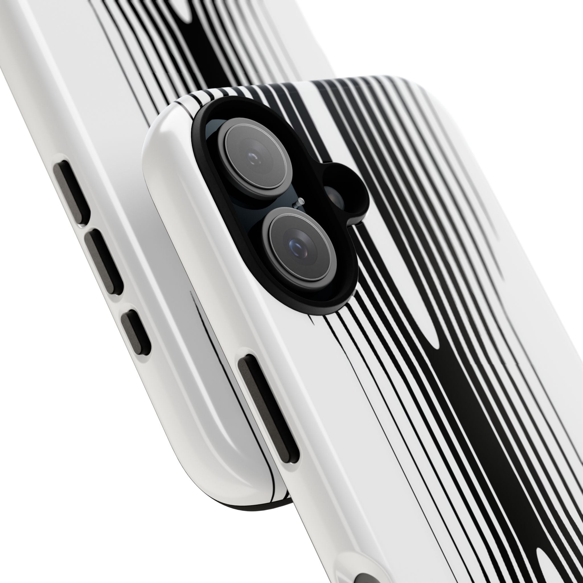 White Tough Phone Case for iPhone - Kinetic Mono Distortion