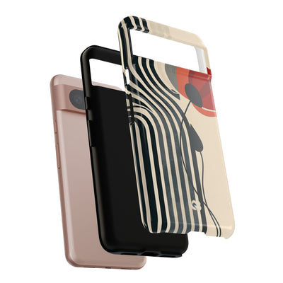 Beige Tough Phone Case for Google Pixel - Crimson Line Bloom