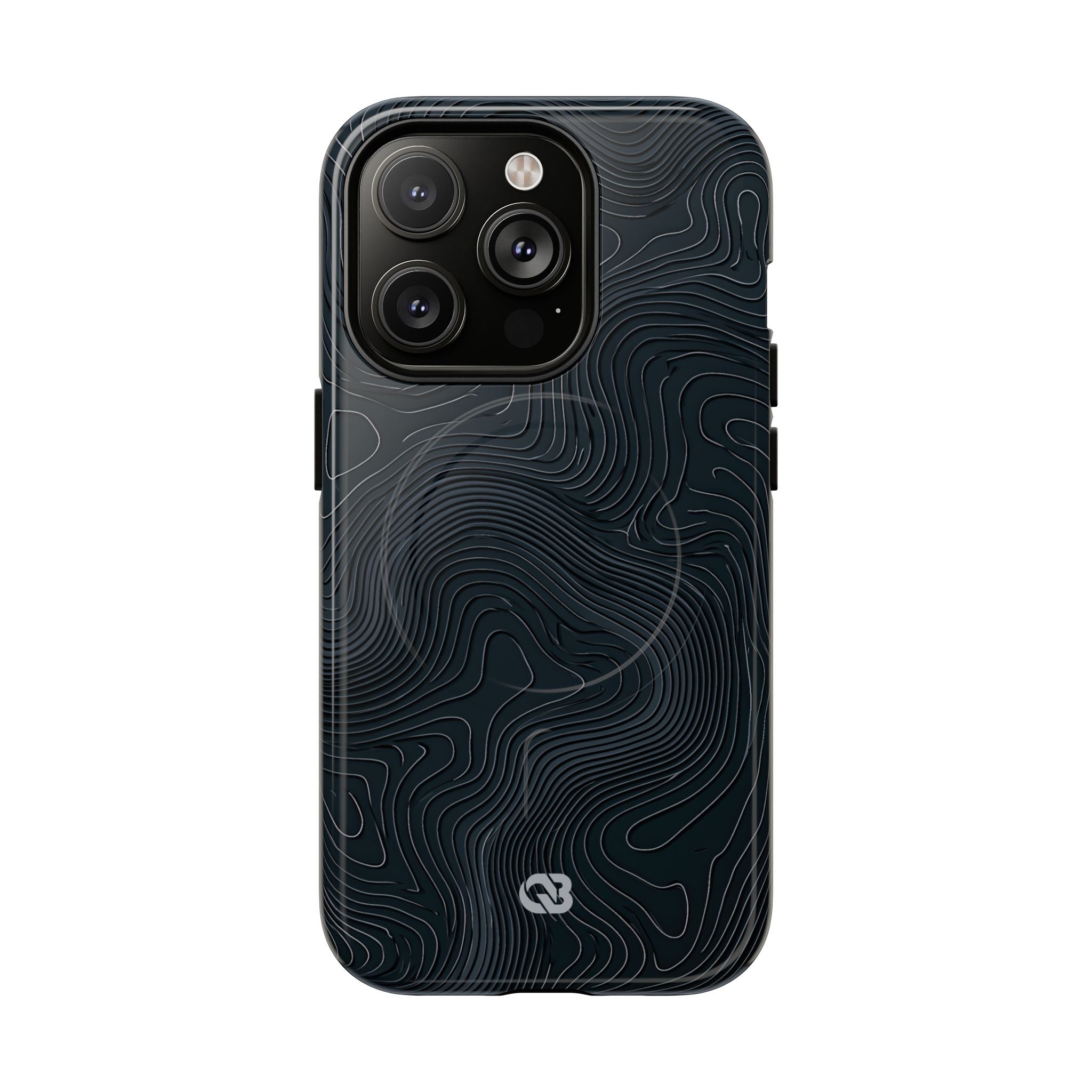 Black Tough 2.0 Magsafe Phone Case for iPhone - Obsidian Ridge Topo