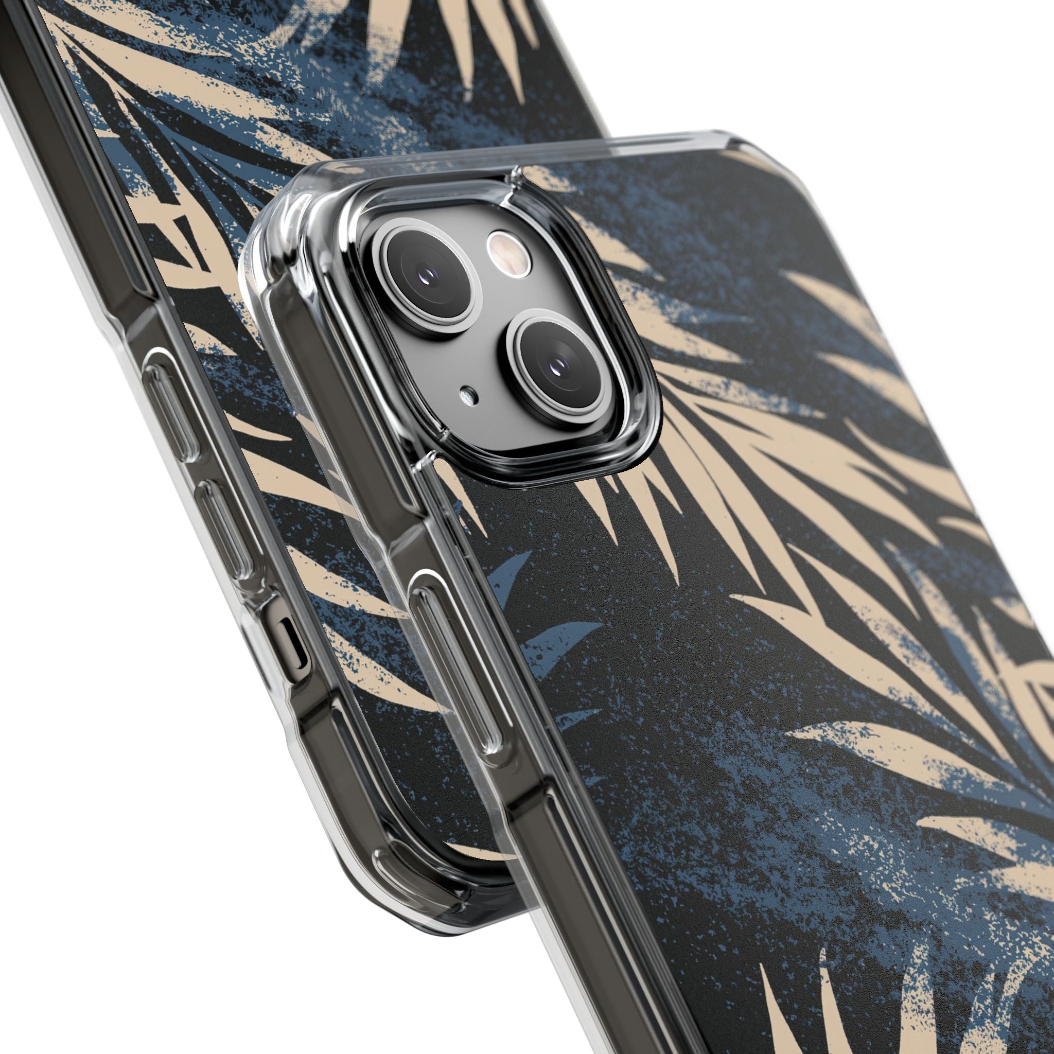 Blue Impact MagSafe Phone Case for iPhone - Midnight Indigo Palm