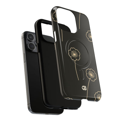 Black Tough 2.0 Magsafe Phone Case for iPhone - Obsidian Sand Petals