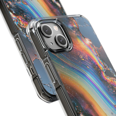 Prismatic Aura Flow · Clear Impact Magnetic Phone Case for iPhone · Blue