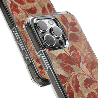 Terracotta Botanical Fresco · Clear Impact Magnetic Phone Case for iPhone · Red