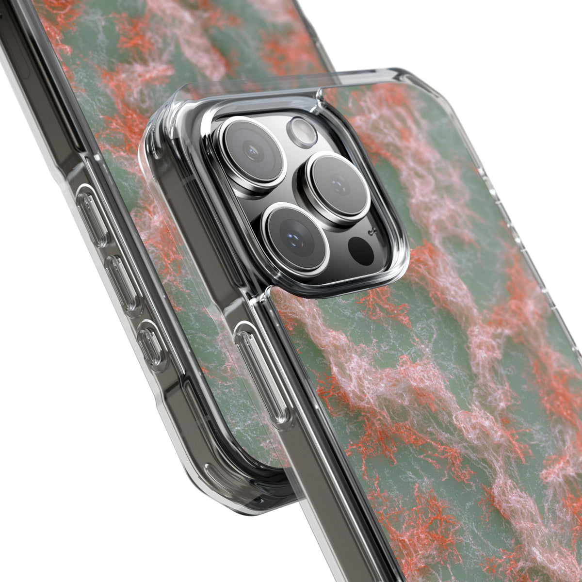 Coral Pixel Matrix · Clear Impact Magnetic Phone Case for iPhone · Green
