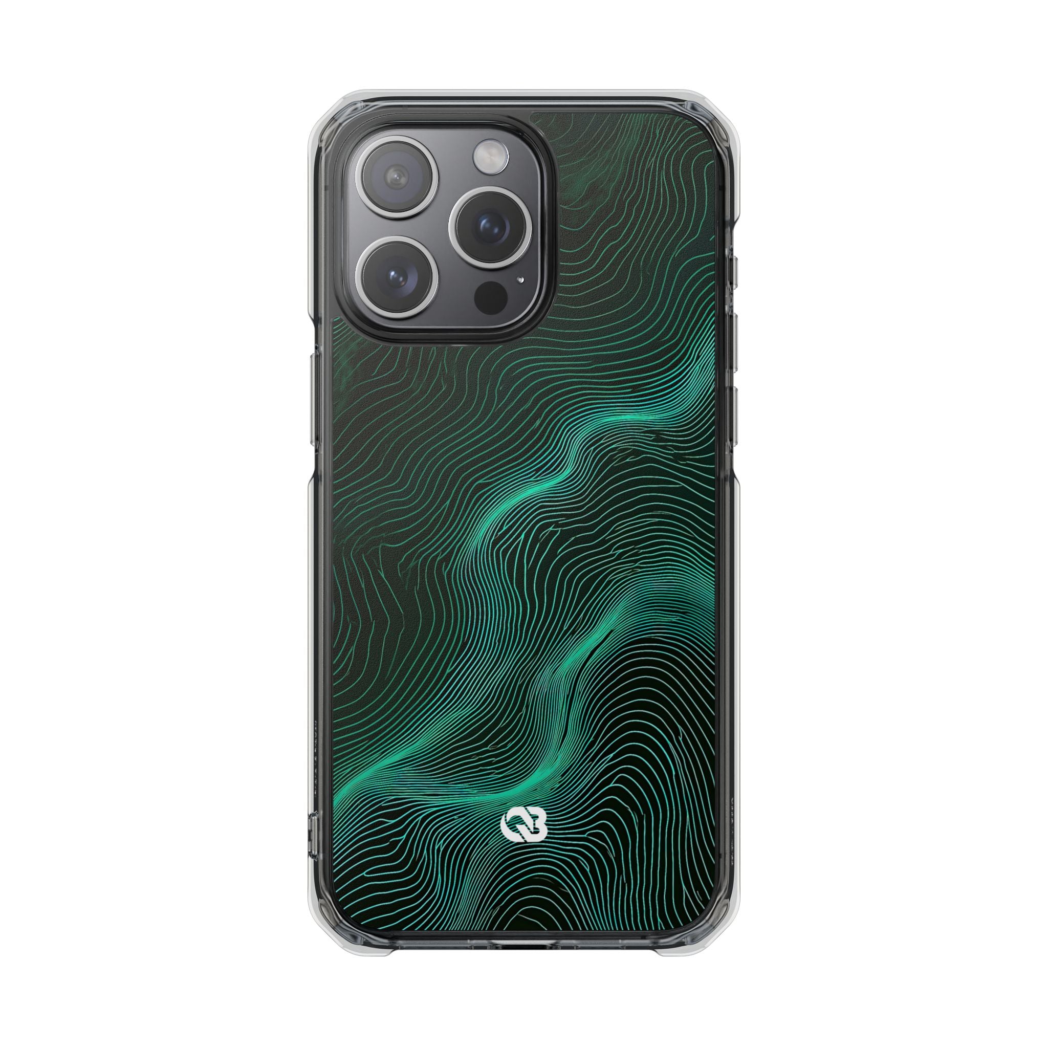 Teal Impact MagSafe Phone Case for iPhone - Neon Jade Contour