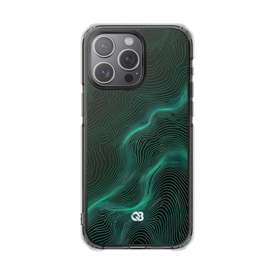 Teal Impact MagSafe Phone Case for iPhone - Neon Jade Contour