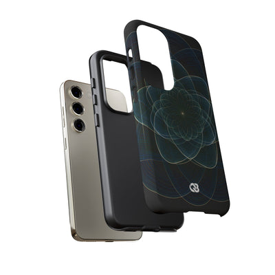 Blue Tough Phone Case for Samsung - Celestial Wireframe Bloom