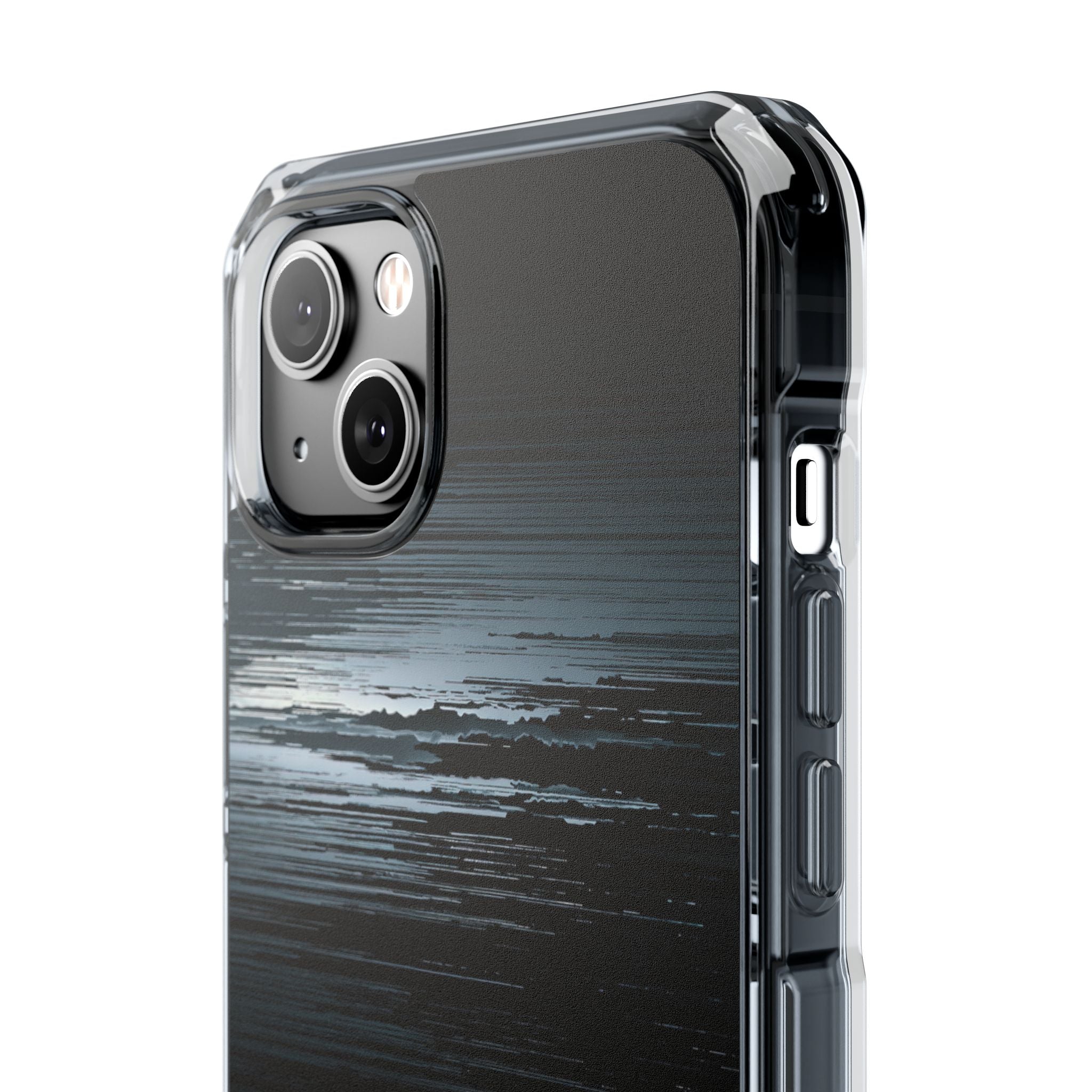 Black Impact MagSafe Phone Case for iPhone - Frozen Signal Glitch